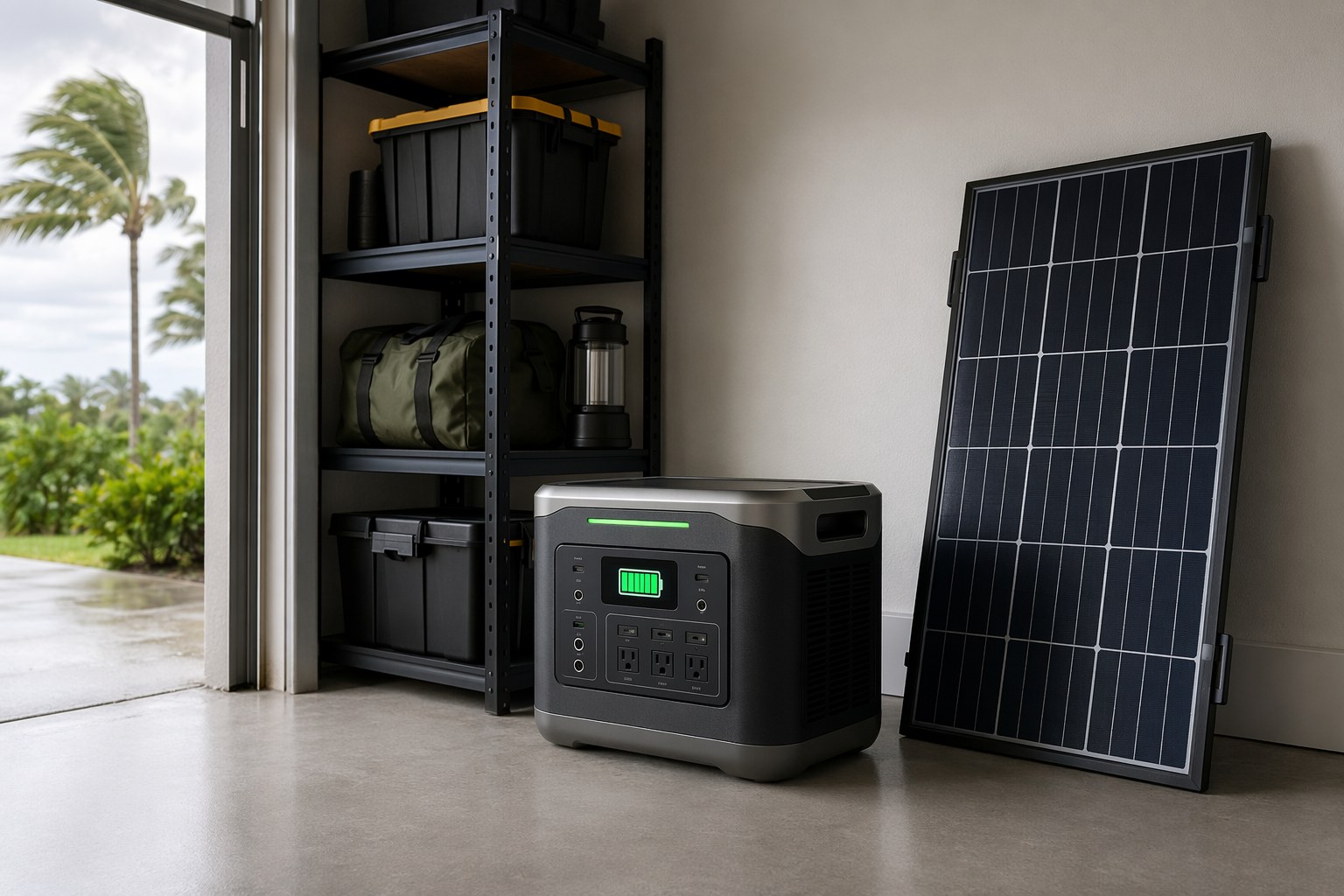 Home backup power system fully charged and staged for the start of hurricane season