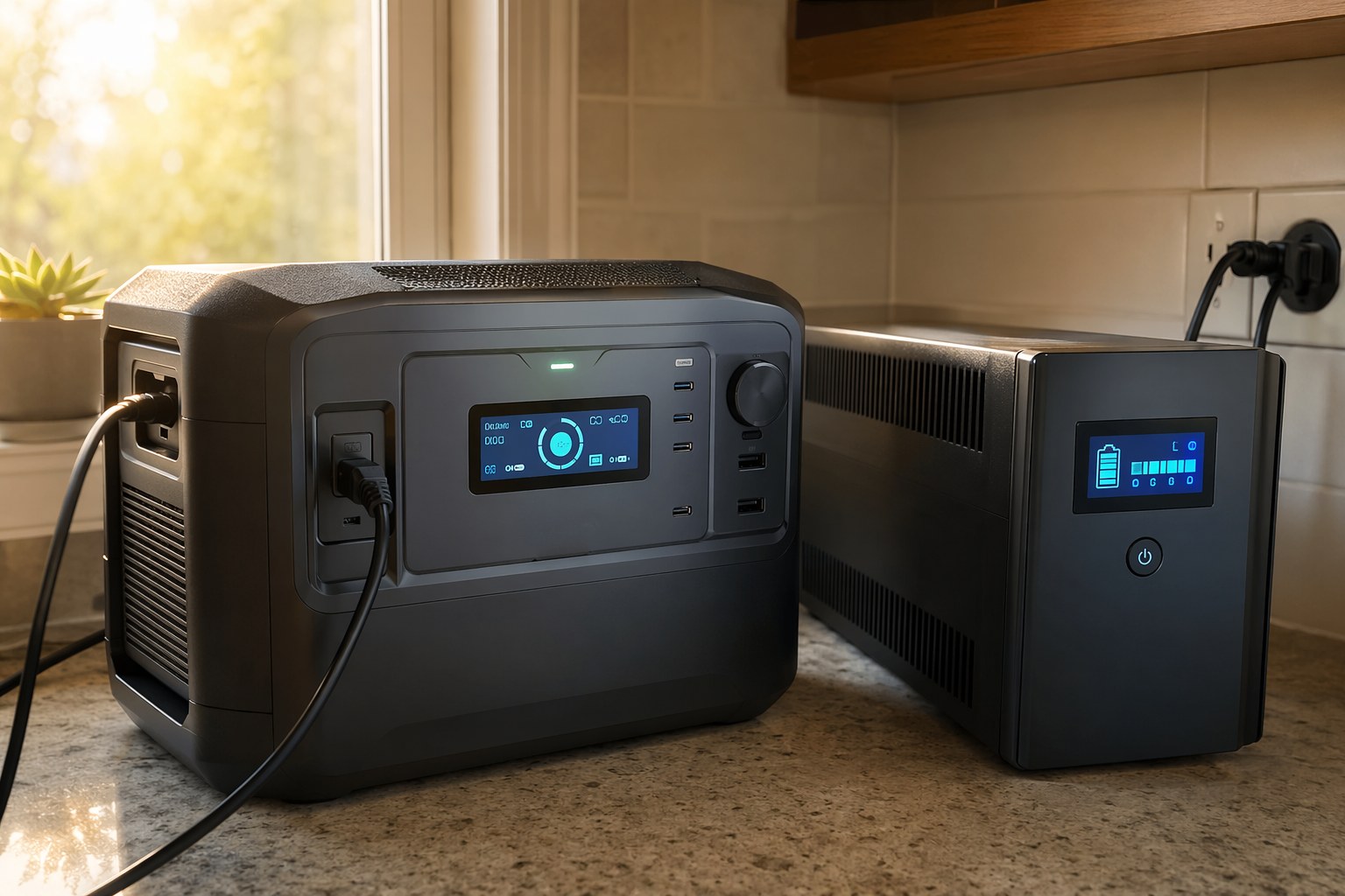Power station and UPS being charged and tested before hurricane season